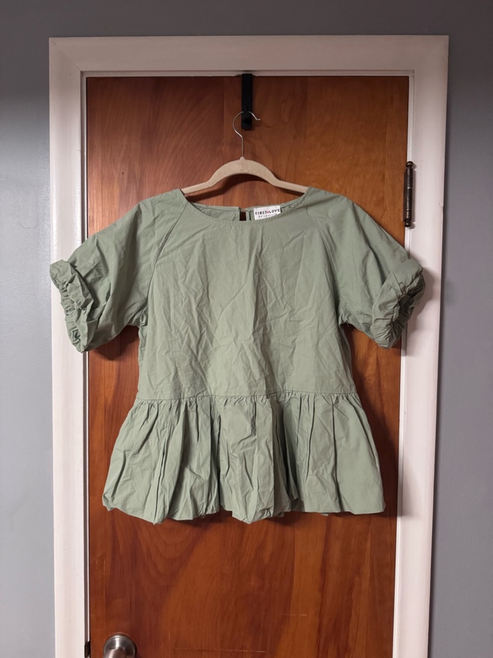 EUC First Love Sage Green Peplum Tunic Top